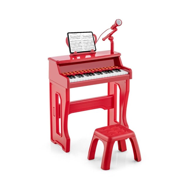 Παιδικό Πιάνο 37 Πλήκτρων με Σκαμπό και Μικρόφωνο Costway TM10097RE