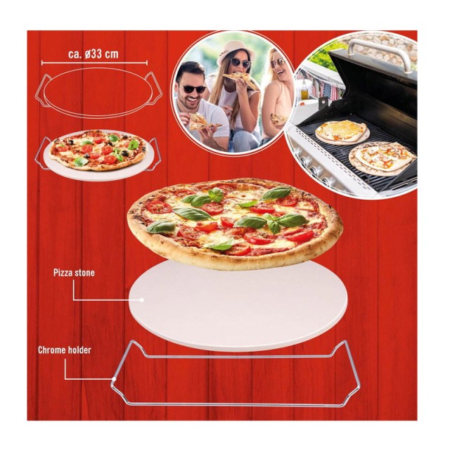 Πέτρινη Πλάκα Ψησίματος Πίτσας 33 cm Bakaji 02814802