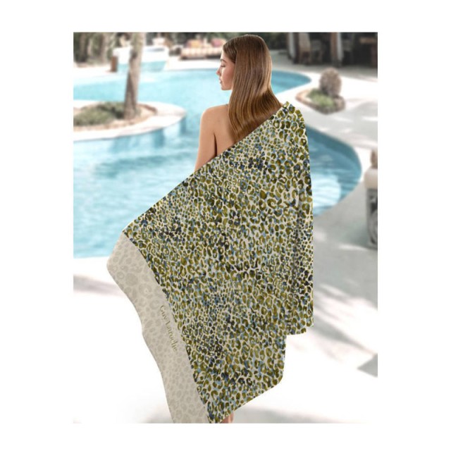 Πετσέτα Θαλάσσης 100 x 175 cm Velour Printed 2301 Olive Guy Laroche 1130030123012