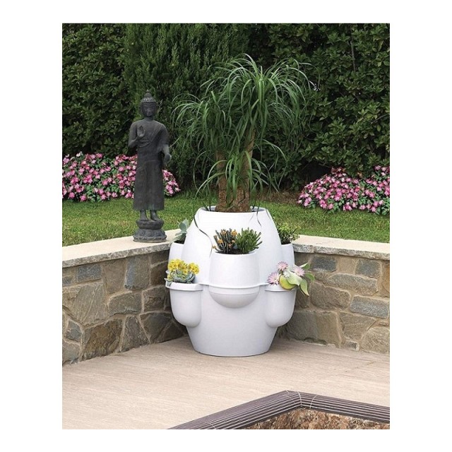 Πλαστική Γλάστρα Σύνθεσης με Πιάτο 80 x 80 cm 200 Lt Χρώματος Λευκό Oasi Bama 31001