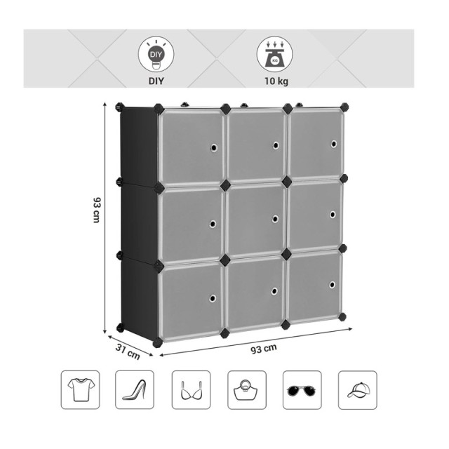 Πλαστική Παπουτσοθήκη με 9 Κύβους 93 x 31 x 93 cm Songmics LPC116HS