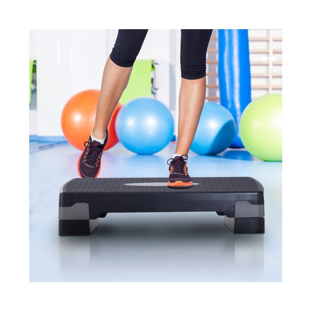 Πλαστικό Σκαλοπάτι Γυμναστικής Aerobic Stepper με Ρυθμιζόμενο Ύψος HOMCOM A90-076BK
