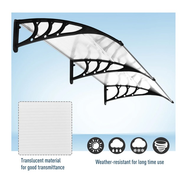 Πλαστικό Κιόσκι - Τέντα Πόρτας Εισόδου 80 x 120 x 23 cm Χρώματος Λευκό Outsunny B70-011V02WT