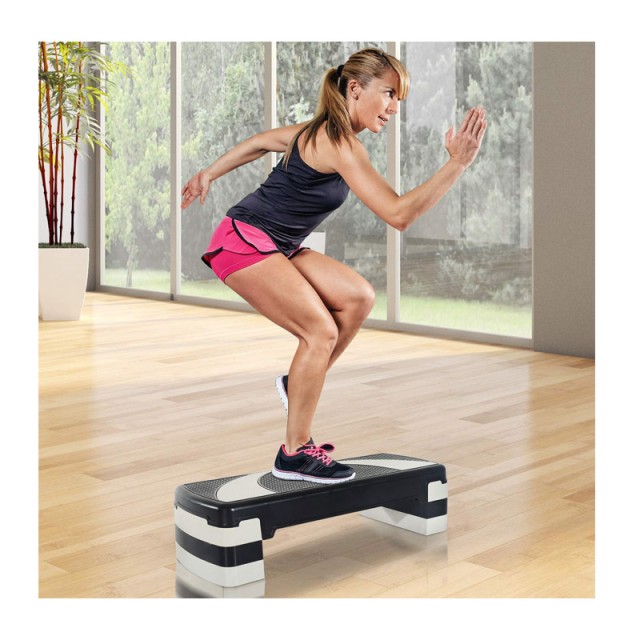 Πλαστικό Σκαλοπάτι Γυμναστικής Aerobic Stepper με Ρυθμιζόμενο Ύψος HOMCOM A90-077BK