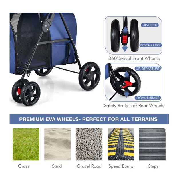 Πολυλειτουργικό Καρότσι Μεταφοράς Κατοικίδιου 4 σε 1 51 x 68 x 107 cm Costway PW10040NY