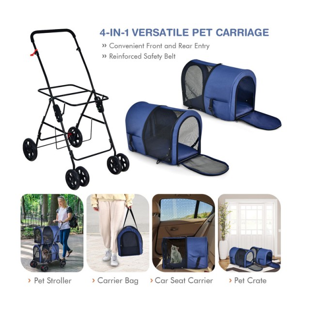 Πολυλειτουργικό Καρότσι Μεταφοράς Κατοικίδιου 4 σε 1 51 x 68 x 107 cm Costway PW10040NY
