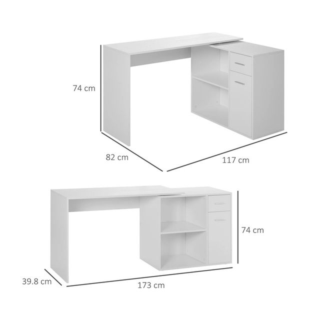 Πολυμορφικό Ξύλινο Γραφείο 173 x 39.8 x 74 cm HOMCOM 836-073WT