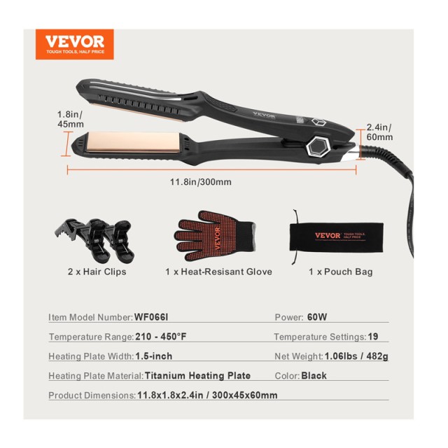 Πρέσα Μαλλιών με Πλάκες Τιτανίου 60 W VEVOR YSYHWXWFLZZFU2XXAV2