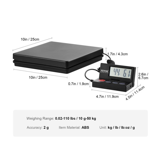 Ψηφιακή Ταχυδρομική Ζυγαριά με LCD Οθόνη 10 g-50 Kg VEVOR FTSYSCYXBDG10LC72V2