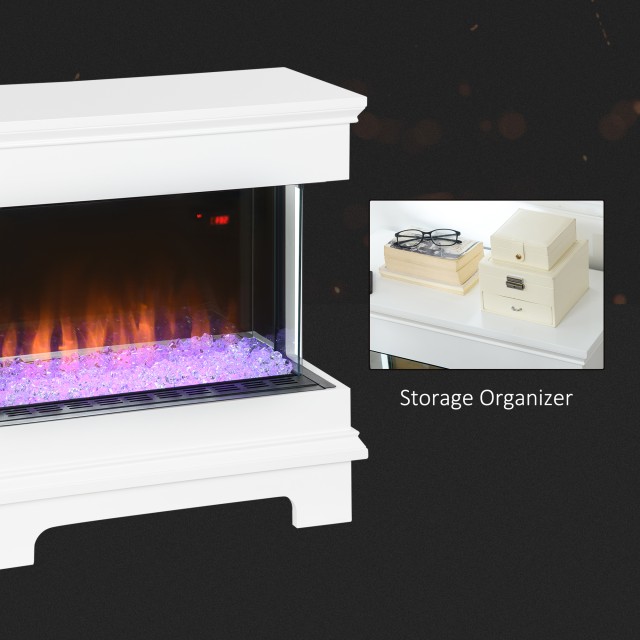 Ηλεκτρικό τζάκι HOMCOM 10 χρωμάτων με αυτόματη απενεργοποίηση και χρονοδιακόπτη 12 ωρών, 61x28x66,5 cm, Λευκό 820-386V90WT