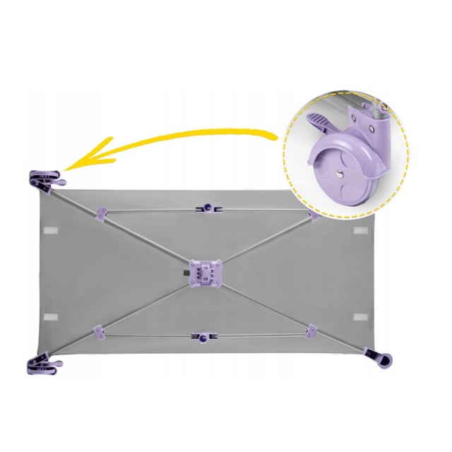 Πτυσσόμενο Παρκοκρέβατο Ταξιδιού 125 x 65 x 78 cm Ricokids RK-240-Grey-Lavender