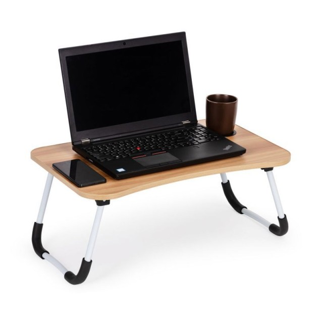 Πτυσσόμενο Τραπεζάκι για Laptop 60 x 40 x 28 cm Χρώματος Καφέ Ανοιχτό ModernHome PJJLT0001-01