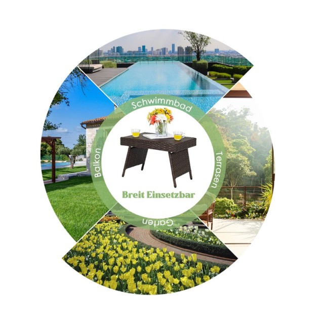 Πτυσσόμενο Τραπέζι Σαλονιού Εξωτερικού Χώρου Rattan 60 x 40 x 40 cm Costway HW69576