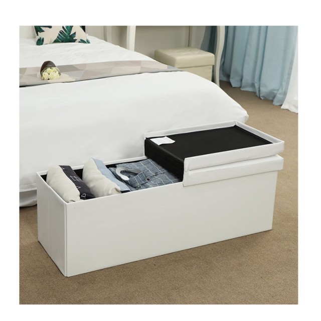 Πτυσσόμενο Σκαμπό με Αποθηκευτικό Χώρο Χρώματος Λευκό 110 x 38 x 38 cm Songmics LSF75WT