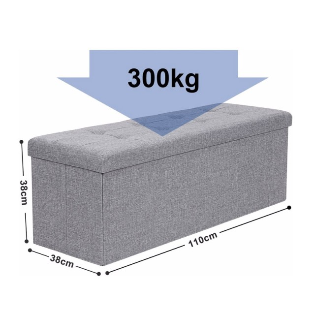 Πτυσσόμενο Σκαμπό με Αποθηκευτικό Χώρο Χρώματος Γκρι 110 x 38 x 38 cm Songmics LSF77G