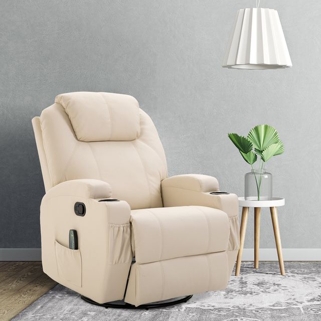 Καρέκλα μασάζ HOMCOM Relax με 8 πόντους, 5 λειτουργίες και 2 Ένταση - Κρέμα 700-029V03CW