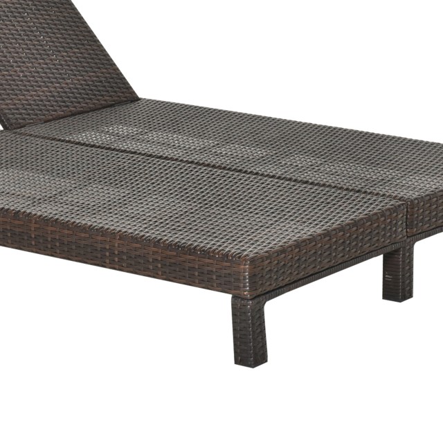 Outsunny 2θέσια ξαπλώστρα σε PE Rattan Brown με λευκό στρώμα 195 x 120 x 28 cm 862-023BN