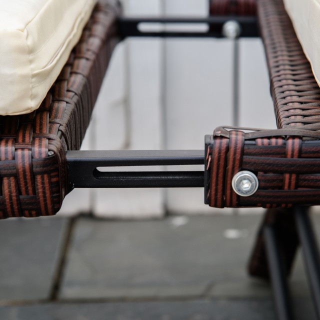 Outsunny 2θέσιος καναπές κήπου που μετατρέπεται σε PE Rattan Lounger, Λευκό, 129x66x67cm 860-049