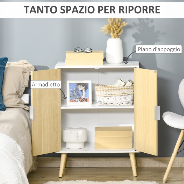 HOMCOM Μοντέρνος Ξύλινος Μπουφές, Ντουλάπα Πολλαπλών Χρήσεων για Σαλόνι ή Υπνοδωμάτιο, 60x40x80cm 838-124