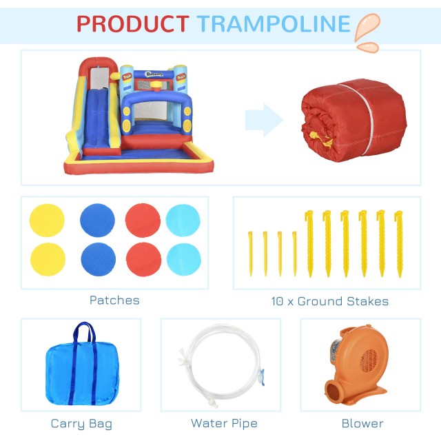 Outsunny Bouncy Castle για παιδιά 3-8 ετών με τραμπολίνο, τσουλήθρα και πισίνα, 435x245x200 cm 342-058V90