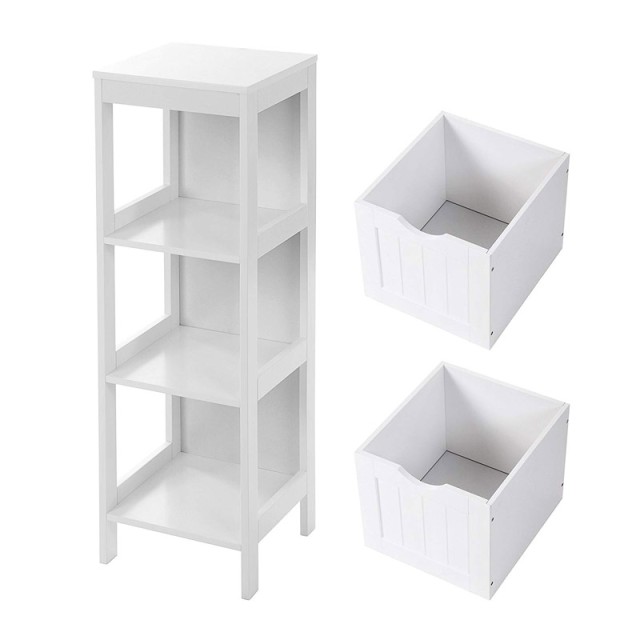 Ραφιέρα Μπάνιου με 3 Ράφια και 2 Συρτάρια 30 x 30 x 89 cm VASAGLE BBC42WT