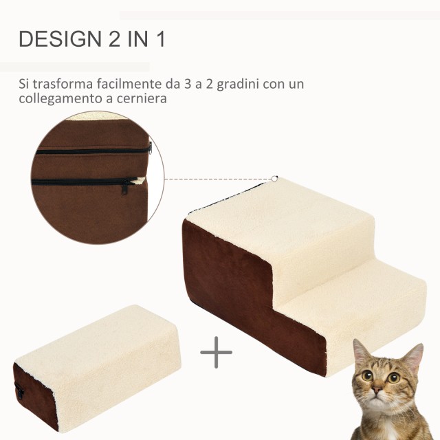 PawHut Dog Ladder 3 Μαλακά αφαιρούμενα και αντιολισθητικά σκαλοπάτια 54x40x39cm D06-004