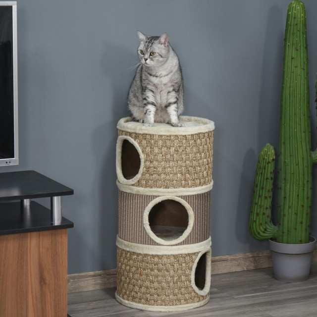 Σπίτι Γάτας 3 Επιπέδων 37.5 x 37.5 x 70 cm PawHut D30-326