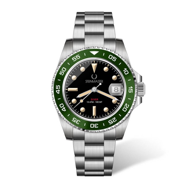 Ρολόι με Μεταλλικό Μπρασελέ Unisex Diver Forest Steinmaster Μαύρο 030027