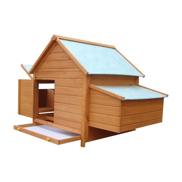 PawHut Garden Chicken Coop Κλουβί κοτόπουλου σε έλατο, ξύλο και πράσινο, 160x98,5x107 cm D51-014