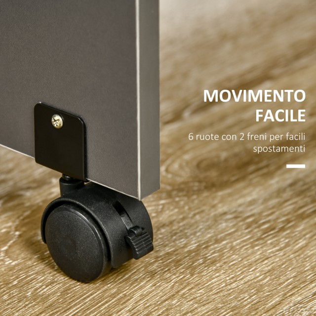 Τραπεζαρία HOMCOM Πτυσσόμενη ορθογώνια μοριοσανίδα με 2 συρτάρια, ντουλάπι και 6 τροχίσκους, μέγ. 6 Άτομα, 140x76x76cm, Χρώμα ξύλου 835-605