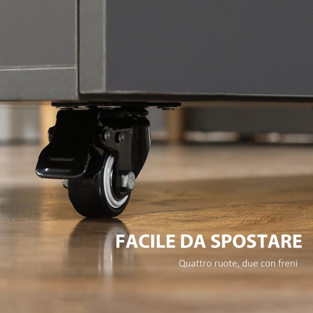 HOMCOM Πτυσσόμενο τραπέζι εξοικονόμησης χώρου για 4 άτομα Max με 4 ρόδες, κρυφό ράφι και ντουλάπι με πόρτες, 70x83x75 cm 835-683V01LG