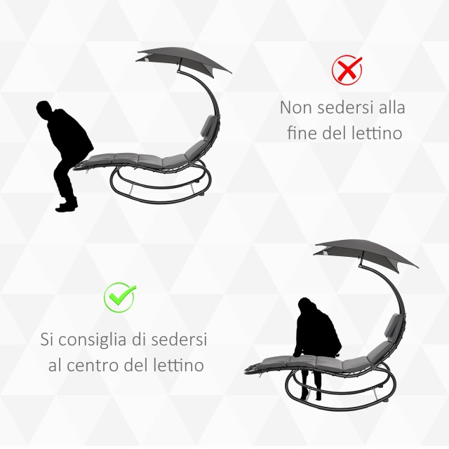 Outsunny Garden Rocking Lounger Ξαπλώστρα εξωτερικού χώρου με γεμισμένο κάθισμα και γκρι κουβούκλιο 185x100x190cm 84A-179CG