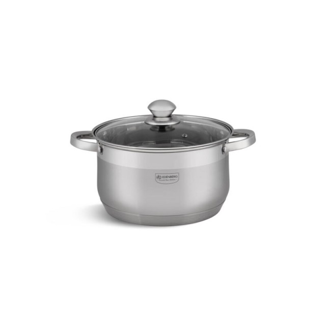 Σετ Μαγειρικών Σκευών από Ανοξείδωτο Ατσάλι με Γυάλινα Καπάκια 10 τμχ Edenberg EB-4019