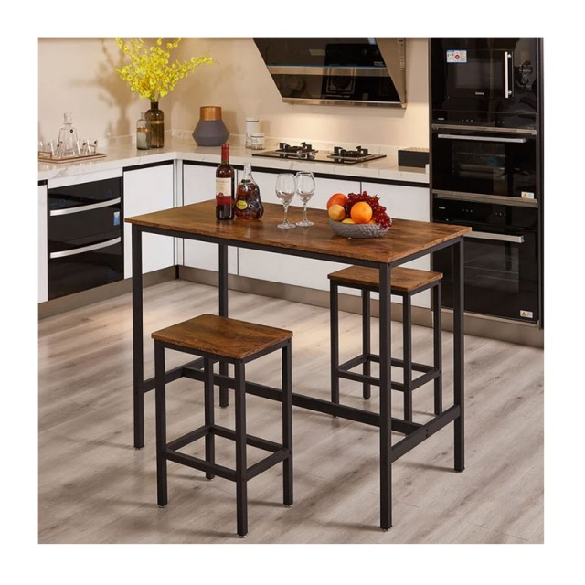 Σετ Μεταλλικό Ορθογώνιο Τραπέζι - Bar 111 x 40 x 90 cm με 2 Σκαμπό Bakaji 02813602