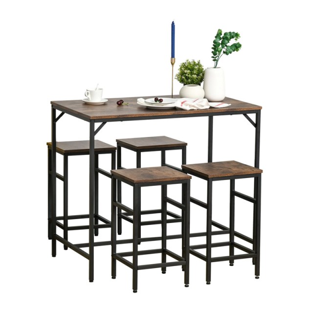 Σετ Μεταλλικό Ορθογώνιο Τραπέζι - Bar 100 x 60 x 88 cm με 4 Σκαμπό HOMCOM 835-337