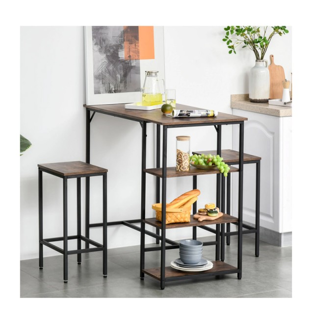 Σετ Μεταλλικό Ορθογώνιο Τραπέζι - Bar 109 x 60 x 100 cm με 2 Σκαμπό HOMCOM 835-338