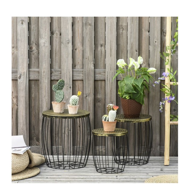 Σετ Βοηθητικά Μεταλλικά Τραπέζια 41 x 38 cm 3 τμχ Outsunny 84B-488