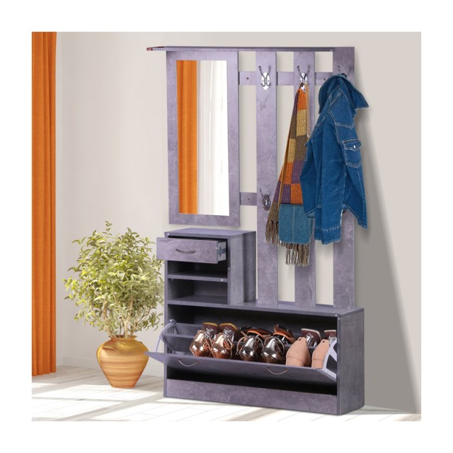 Σετ Ξύλινο Έπιπλο Εισόδου με Καθρέπτη 90 x 24 x 75 cm Χρώματος Γκρι HOMCOM 831-146GY