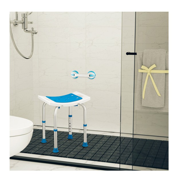 Σετ Αντιολισθητικό Ρυθμιζόμενο Σκαμπό Μπάνιου με Βοηθητική Λαβή 42 x 27 x 36-49 cm Bakaji 02839349