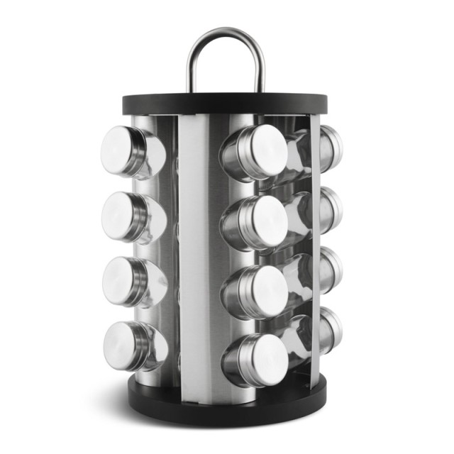 Σετ Δοχεία Μπαχαρικών με Περιστρεφόμενη Βάση 17 τμχ Χρώματος Μαύρο Edenberg EB-4027