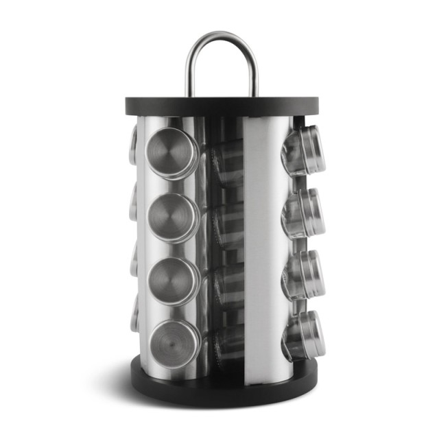 Σετ Δοχεία Μπαχαρικών με Περιστρεφόμενη Βάση 17 τμχ Χρώματος Μαύρο Edenberg EB-4027