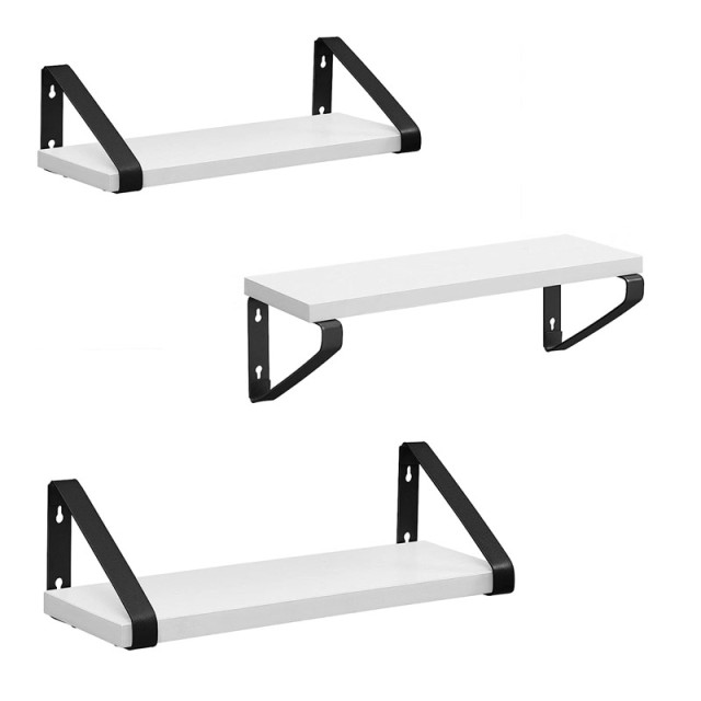 Σετ Επιτοίχια Ξύλινα Ράφια 40 x 12 x 11 cm 3 τμχ Χρώματος Λευκό VASAGLE LWS033B14