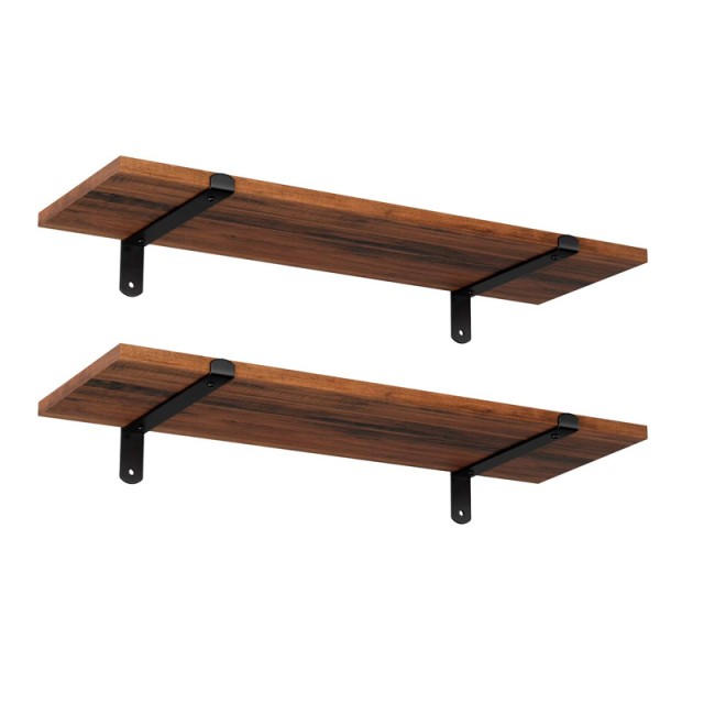 Σετ Επιτοίχια Ξύλινα Ράφια 60 x 20 x 7 cm 2 τμχ Songmics LWS04NB