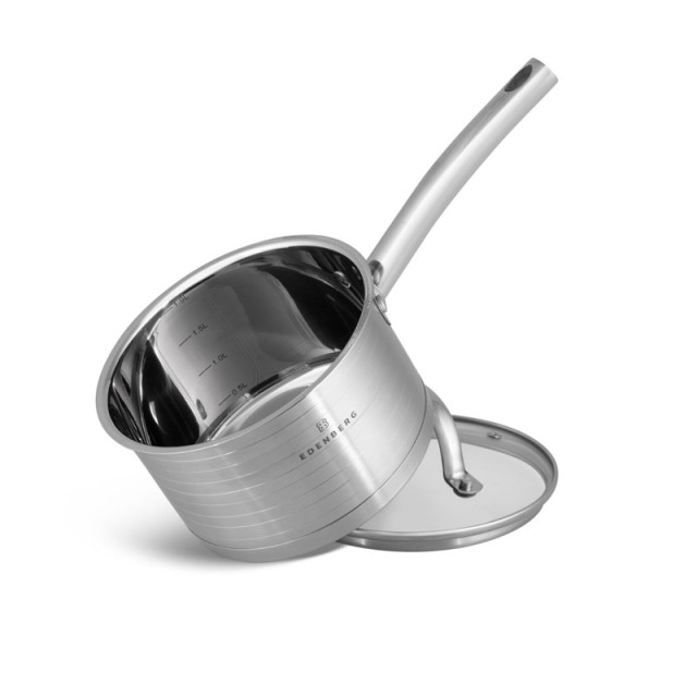 Σετ Μαγειρικών Σκευών από Ανοξείδωτο Ατσάλι 18/10 με Γυάλινα Καπάκια 12 τμχ Edenberg EB-7701