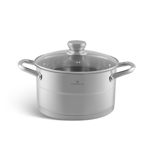 Σετ Μαγειρικών Σκευών από Ανοξείδωτο Ατσάλι με Γυάλινα Καπάκια 12 τμχ Edenberg EB-2401