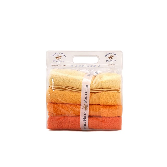 Σετ με 4 Πετσέτες Προσώπου 50 x 90 cm Χρώματος Κίτρινο Beverly Hills Polo Club 355BHP2381