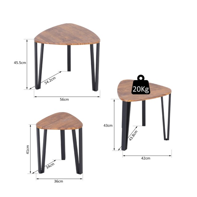 Σετ Μεταλλικά Βοηθητικά Τραπέζια Nesting 56 x 54.2 x 45.4 cm HOMCOM 833-682