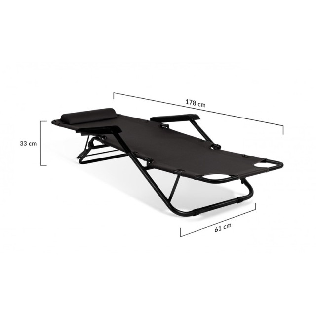 Σετ Μεταλλικές Πτυσσόμενες Καρέκλες Κήπου - Ξαπλώστρες 178 x 61 x 33 cm Χρώματος Μαύρο 2 τμχ Inkazen 40044366