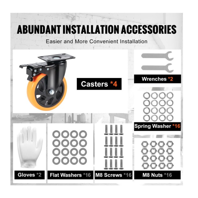 Σετ Περιστρεφόμενα Ροδάκια Βαρέως Τύπου για Έπιπλα 816 Kg 4 τμχ VEVOR PBJLCSJAZ4J4XPOVCV0