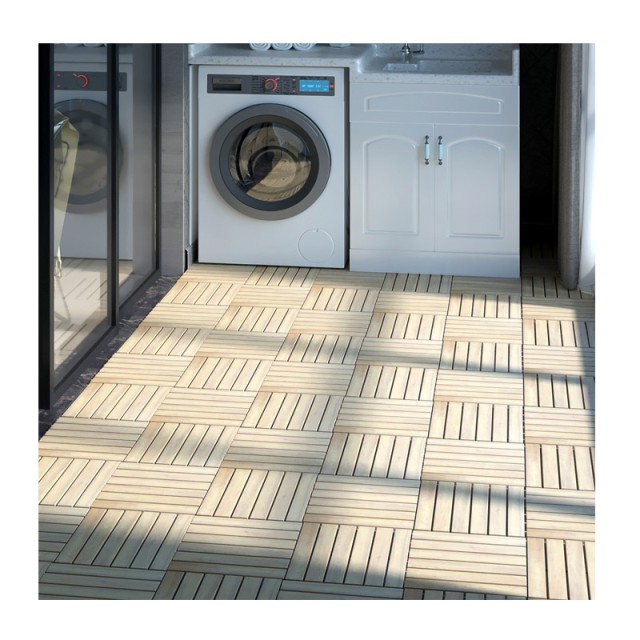 Σετ Πλακάκια από Ξύλο Ακακίας 30 x 30 cm 10 τμχ Costway HW65267